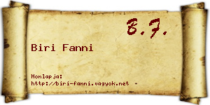 Biri Fanni névjegykártya